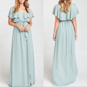 Show me your Mumu Audrey maxi dress silver sage crisp size small No sash.